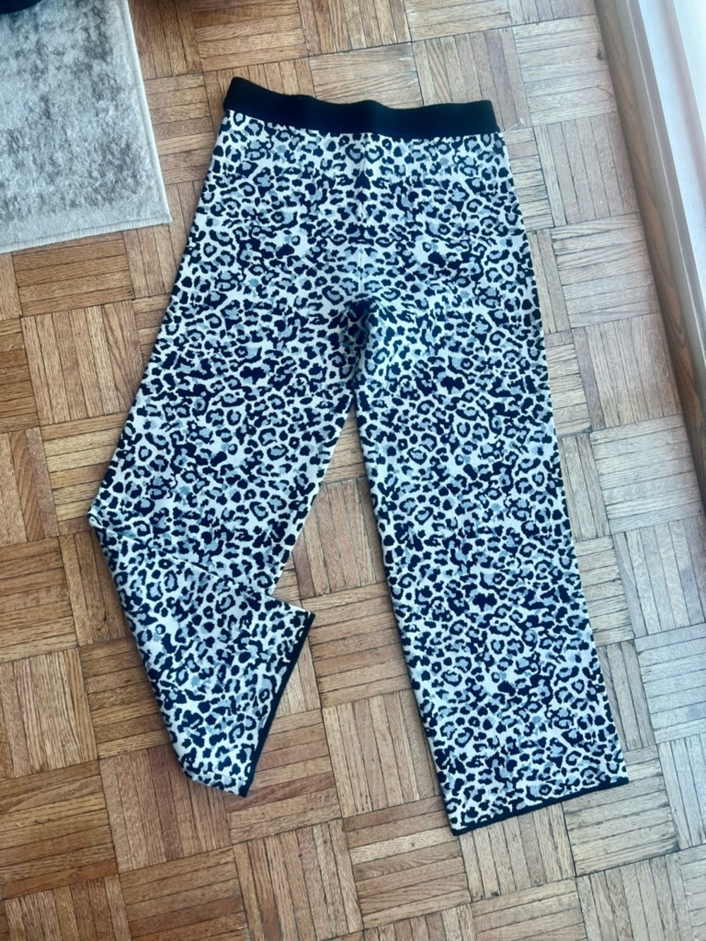 Wide Leg Leopard Print Knit Pants - Black & White NWOT. Never worn.